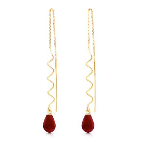 Galaxy Gold Products Jewelry - 14K. GOLD THREADED DANGLES EARRINGS WITH RUBIES